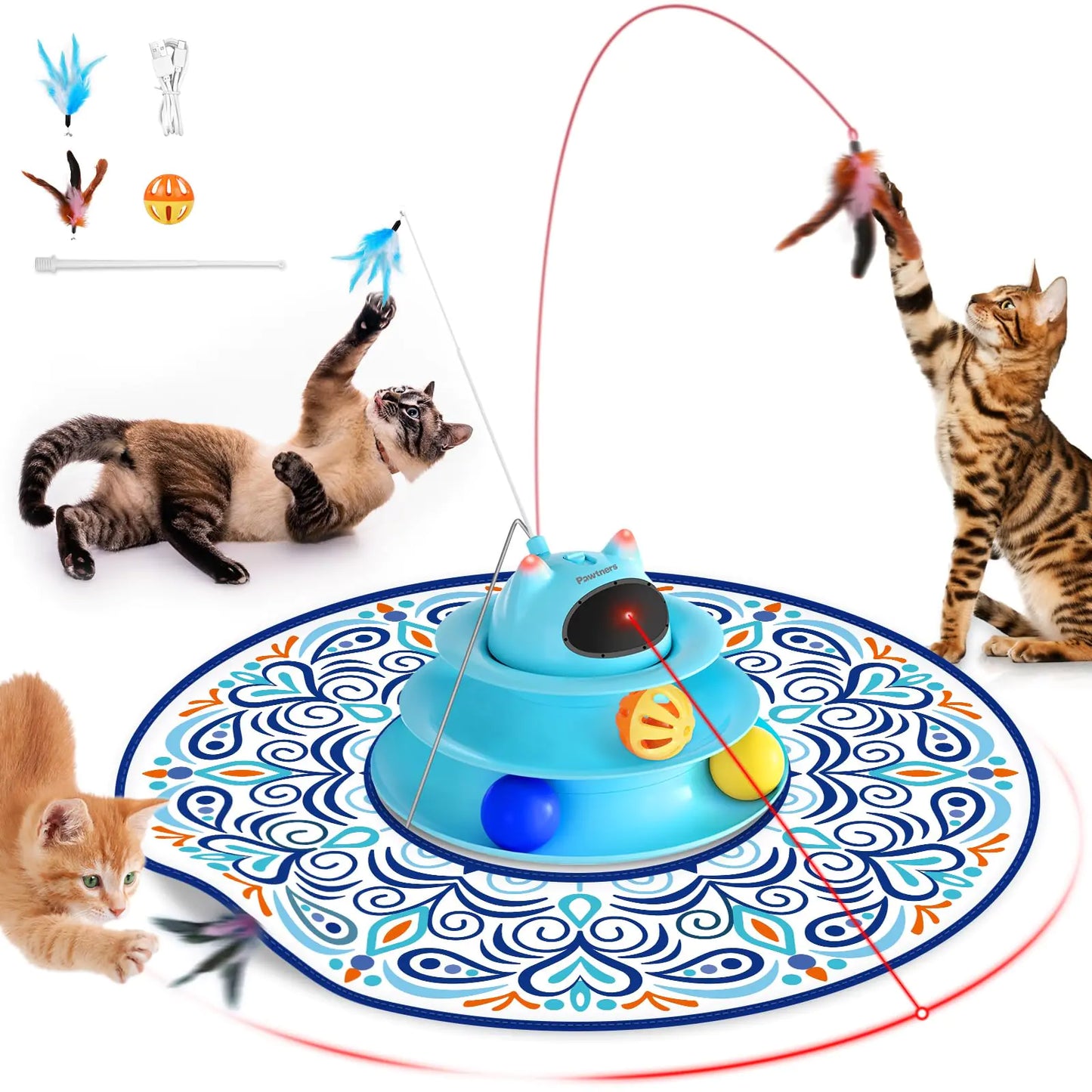 5-in-1 Rechargeable Hide & Seek Cat Laser Toy