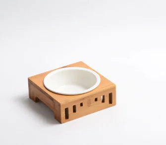 Chic Wood Pet Feeder with Bowls
