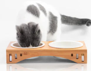 Chic Wood Pet Feeder with Bowls