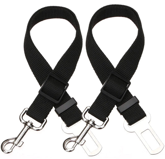 Elisel Dual Pet Car Seat Belts - Adjustable, Safe, Black